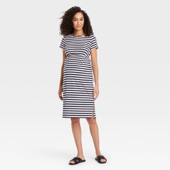 NWT Isabel Maternity‎ Navy Stripe Dress - Picture 1 of 8